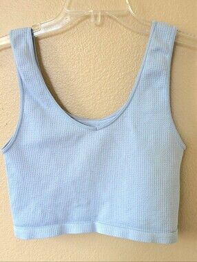 Aeropostale Womens Blue Knit Cropped Tank Casual Summer - Size Large